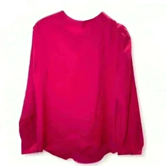 J Crew - Raspberry Blouse w V-Neck and Ruffles- Women’s XS - Picture 3 of 4